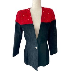 Patricia Wolf Made in Texas Suede Rhinestone Western Rodeo Blazer Jacket
